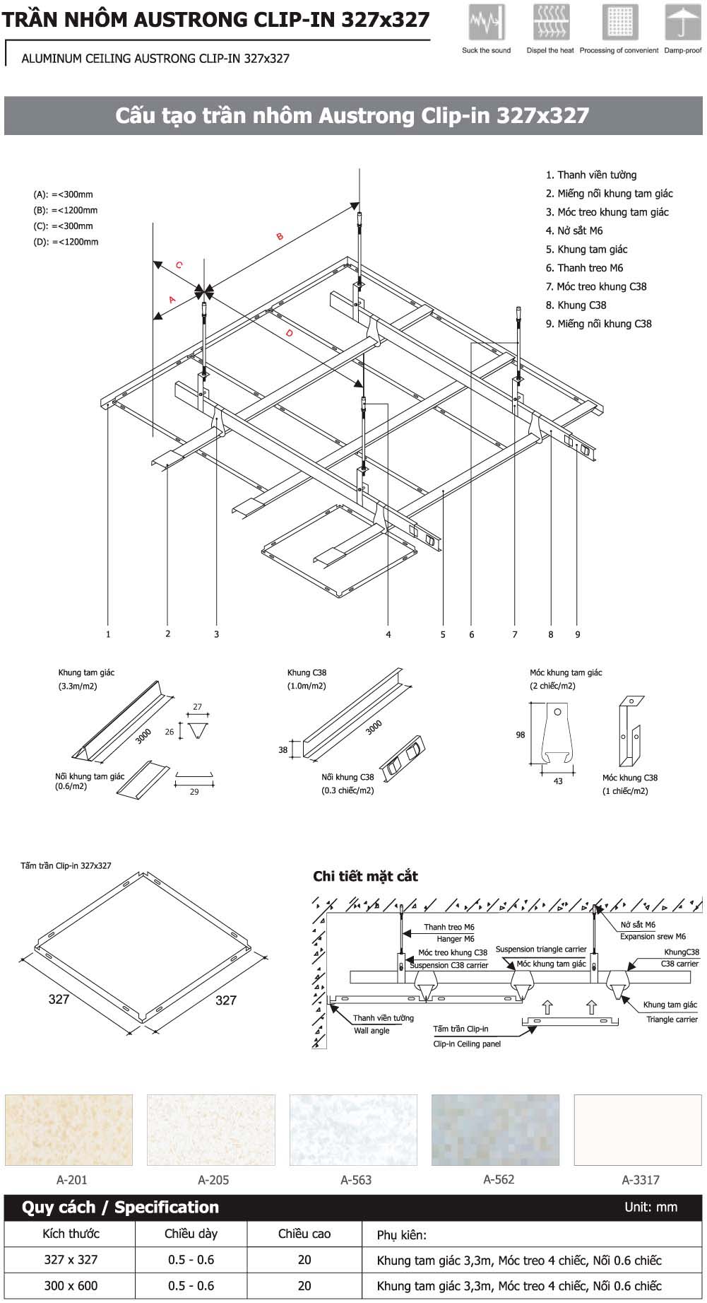 cấu tạo trần nhôm clip in 327
