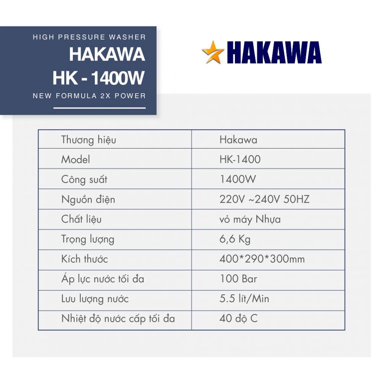 Máy Rửa Xe Mini Hakawa HK-1400W