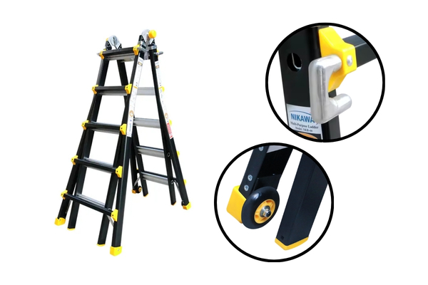 Thang nh&ocirc;m chữ A với 4 ch&acirc;n đứng vững, đế cao su chống trượt