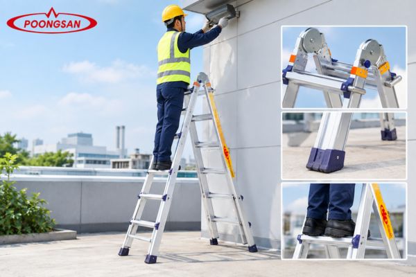 Hướng dẫn sử dụng thang nh&ocirc;m Poongsan an to&agrave;n v&agrave; đ&uacute;ng c&aacute;ch