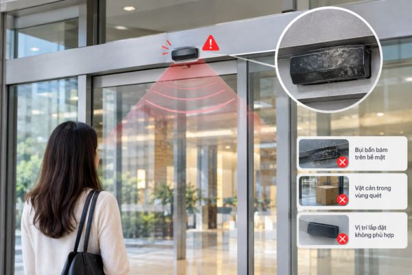 Cửa trượt tự động bị lỗi do cảm biến nhận dạng hoạt động kh&ocirc;ng ch&iacute;nh x&aacute;c